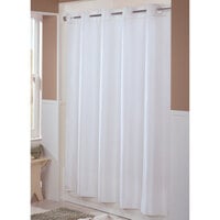 Hookless HBH44ENG01 White Englewood Shower Curtain with Matching Flat Flex-On Rings and Weighted Corner Magnets - 71" x 74"
