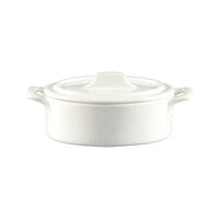 CAC GMJ-6 Gourmet 12 oz. Super Bright White Porcelain Jar with Lid - 36/Case