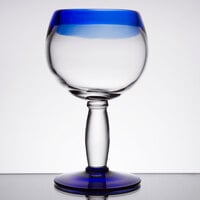 Libbey 92309 Aruba 16 oz. Customizable Round Cocktail Glass with Cobalt Blue Rim and Base - 12/Case