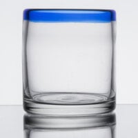 Libbey 92302 Aruba 12 oz. Customizable Rocks / Old Fashioned Glass with Cobalt Blue Rim - 12/Case