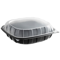 10" x 10" x 3" Microwaveable 1-Compartment Plastic Hinged Container - 37/Pack