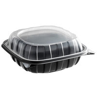 8" x 8" x 3" Microwaveable 1-Compartment Plastic Hinged Container - 46/Pack