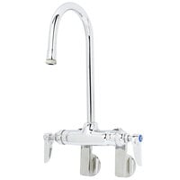 T&S B-0340 Wall Mounted Pantry Faucet with 4" Adjustable Centers, 5 3/4" Rigid Gooseneck, and Eterna Cartridges