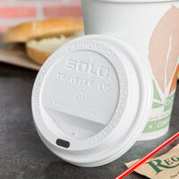 Solo TLP316-0007 Traveler White Dome Hot Cup Lid with Sip Hole - 1000/Case