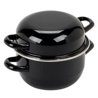 Hendi 070974 1.5 Qt. Black Enameled Steel Mussel Pot with Lid