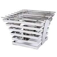 Eastern Tabletop 1710 Escalate Series 10" x 10" x 6 1/2" Stainless Steel Six Rung Riser with Cooking Grate and Sterno