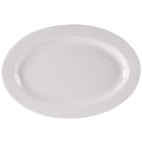 CAC REC-61 16'' x 11'' Ivory (American White) Wide Rim Rolled Edge Oval China Platter - 12/Case