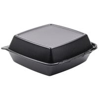 Dart 85HTB1R 8" x 8" x 3" Black Foam Square Take Out Container with Perforated Hinged Lid - 100/Pack