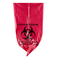 10 Gallon 12 Microns 24" x 24" High Density Red Isolation Infectious Waste Bag / Biohazard Bag - 1000/Case