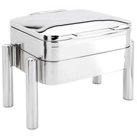 Eastern Tabletop 3974S Jazz Swing 6 Qt. Stainless Steel Square Chafer with Pillar'd Stand and Hinged Dome Cover