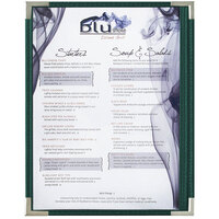 Menu Solutions RS33C GN SLV Royal 8 1/2" x 11" Single Panel / Two View Green Menu Board with Silver Corners