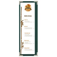 Menu Solutions RS33BD GN SLV Royal 4 1/4" x 14" Single Panel / Two View Green Menu Board with Silver Corners