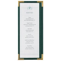 Menu Solutions RS33BA GN GLD Royal 4 1/4" x 11" Single Panel / Two View Green Menu Board with Gold Corners