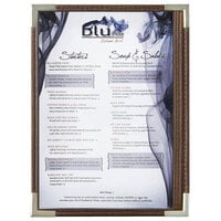 Menu Solutions RS33A BRN SLV Royal 5 1/2" x 8 1/2" Single Panel / Two View Brown Menu Board with Silver Corners