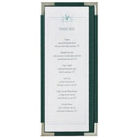 Menu Solutions RS33BA GN SLV Royal 4 1/4" x 11" Single Panel / Two View Green Menu Board with Silver Corners