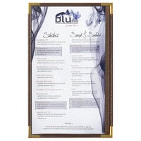 Menu Solutions RS33D BRN GLD Royal 8 1/2" x 14" Single Panel / Two View Brown Menu Board with Gold Corners