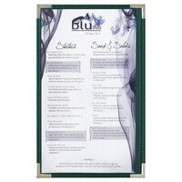 Menu Solutions RS33D GN SLV Royal 8 1/2" x 14" Single Panel / Two View Green Menu Board with Silver Corners