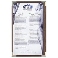 Menu Solutions RS33D BRN SLV Royal 8 1/2" x 14" Single Panel / Two View Brown Menu Board with Silver Corners