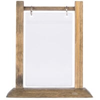 Menu Solutions WFT4S-A 4" x 6" Antiqued Wood Flip Top Table Tent with Plastic Sheet and Rings - 2/Pack