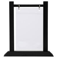 Menu Solutions WFT4S-A 4" x 6" Black Wood Flip Top Table Tent with Plastic Sheet and Rings - 2/Pack