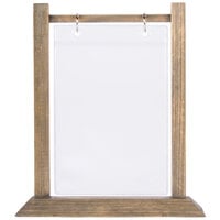 Menu Solutions WFT4S-B 5" x 7" Antiqued Wood Flip Top Table Tent with Plastic Sheet and Rings - 2/Pack
