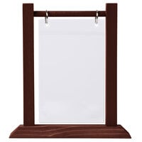 Menu Solutions WFT4S-A 4" x 6" Mahogany Wood Flip Top Table Tent with Plastic Sheet and Rings - 2/Pack