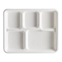 EcoChoice 10 inch x 8 inch Compostable Sugarcane / Bagasse 5 Compartment Tray - 400/Case