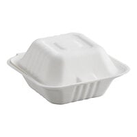 EcoChoice Compostable Sugarcane / Bagasse 5" x 5" x 3" Take-Out Container - 125/Pack
