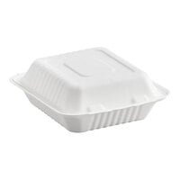 EcoChoice 8" x 8" x 3" Compostable Sugarcane / Bagasse 1 Compartment Take-Out Box - 50/Pack