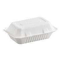 EcoChoice 9" x 6" x 3" Compostable Sugarcane / Bagasse 1 Compartment Take-Out Container - 50/Pack