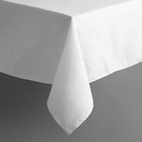 Intedge Rectangular White Hemmed 50/50 Poly Cotton Blend Tablecloth