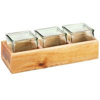 Cal-Mil 3406-3 Vintage 3" Wooden Box Display with 3 Glass Jars