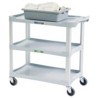 Lakeside 2501 Standard-Duty Gray Plastic Three Shelf Utility Cart - 36" x 18 1/2" x 35"