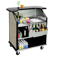 Lakeside 884BS 43" Stainless Steel Portable Bar with Beige Suede Laminate Finish, Removable 7-Bottle Speed Rail, and 40 lb. Ice Bin
