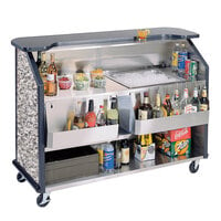 Lakeside 887GS 63 1/2" Stainless Steel Portable Bar with Gray Sand Laminate Finish, 2 Removable 7-Bottle Speed Rails, and 40 lb. Ice Bin