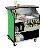 Lakeside 884G 43" Stainless Steel Portable Bar with Green Laminate Finish, Removable 7-Bottle Speed Rail, and 40 lb. Ice Bin