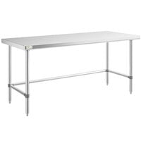 Regency 30 inch x 72 inch 16 Gauge 304 Stainless Steel Commercial Open Base Work Table