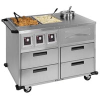 Lakeside 6745 Serve-All 51" Stainless Steel Mobile Food Station with Two Full-Size Dry Heat Wells - 220V, 2000W