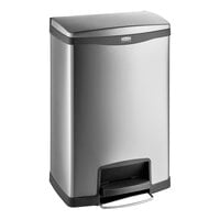 Rubbermaid 1901992 Slim Jim Stainless Steel Black Accent Front Step-On Rectangular Trash Can with Single Rigid Plastic Liner - 52 Qt. / 13 Gallon