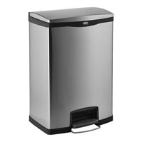 Rubbermaid 1901999 Slim Jim Stainless Steel Black Accent Front Step-On Rectangular Trash Can with Single Rigid Plastic Liner - 96 Qt. / 24 Gallon