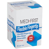 Blue Woven Adhesive Fingertip Bandage - 50/Box