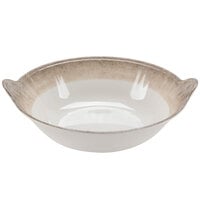 Thunder Group SD5614J Jazz 4 Qt. Round Melamine Bowl with Crackle-Finished Border with Side Handles - 14" x 3 1/4"