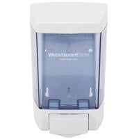 Lavex 46 oz. White Bulk Foam Hand Soap and Sanitizer Dispenser (IMP 9344) - 5 1/2" x 4 1/4" x 8 1/2"