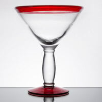 Libbey 92306R Aruba 15 oz. Customizable Martini Glass with Red Rim and Base - 12/Case