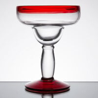 Libbey 92308R Aruba 12 oz. Margarita Glass with Red Rim and Base - 12/Case