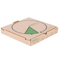 GreenBox 14" x 14" x 1 3/4" Corrugated Recycled Pizza Box with Built-In Plates and Storage Container - 50/Bundle
