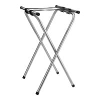 Lancaster Table & Seating 19 inch x 16 1/2 inch x 31 inch Folding Chrome Metal Double Bar Tray Stand