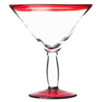 Libbey Aruba 24 oz. Customizable Martini Glass with Red Rim and Base - 12/Case