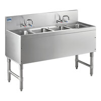 Advance Tabco PRB-19-44C 4 Compartment Prestige Series Underbar Sink with (2) Splash Mount Faucets - 20" x 48"