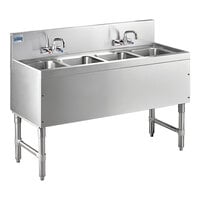 Advance Tabco PRB-19-44C 4 Compartment Prestige Series Underbar Sink with (2) Splash Mount Faucets - 20 inch x 48 inch